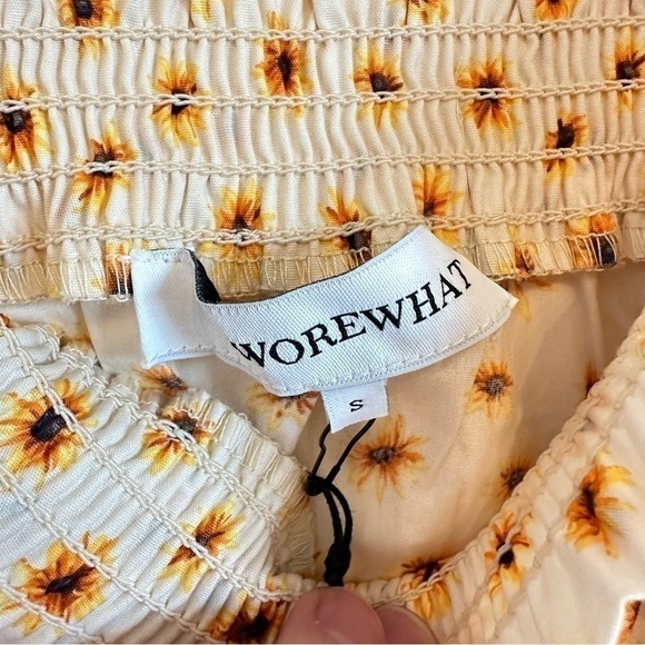 NWT WeWoreWhat smocked midi dress peasant country casual loose baggy women S - Picture 7 of 10